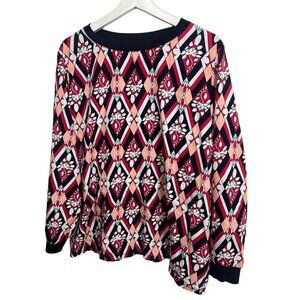 Crown & Ivy Curvy Plus Size 3X Long Sleeve Blouse Blue Red